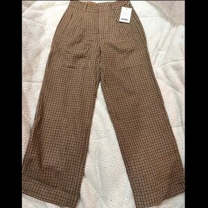 Gorgeous everlane wool blend brown and tan plaid pants - new with tags